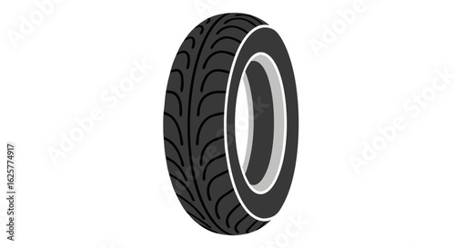 Modern Automotive Tire Illustration with Distinct Tread Pattern on White Background