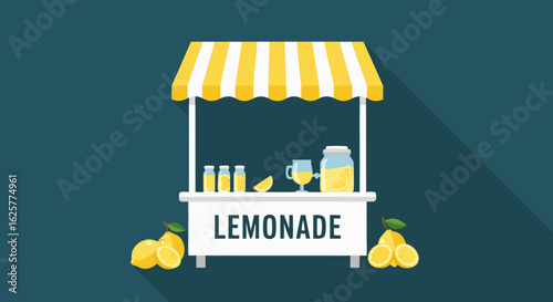 A Colorful Lemonade Stand with Fresh Citrus Fruits for a Summer Celebration Illustration