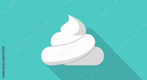 Minimalist creamy swirl illustration on serene turquoise background, showcasing soft serve or a design element with a modern flat style and