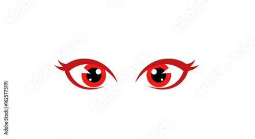 Captivating Crimson Gaze: A Vector Illustration of Intense Red Eyes on White Background