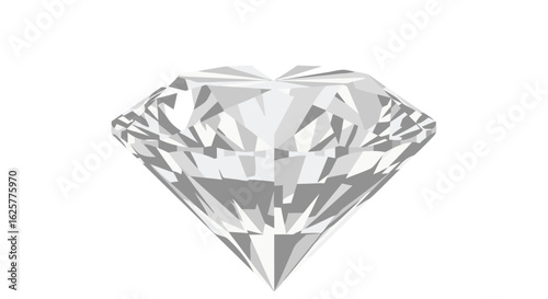 Digitally rendered diamond, showcasing facets and gemlike sparkle on clean white canvas backdrop