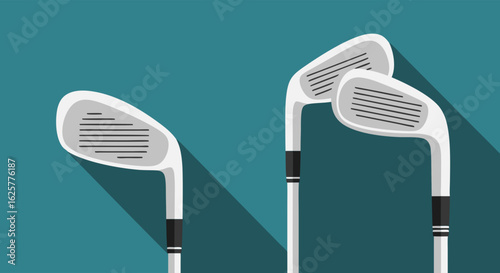 Minimalist golf club illustration showcasing sporting equipment with graphic design and clear lines, perfect for promotional material or vector