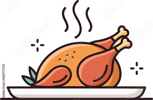 Grill Chicken vector design, Tandoori Chicken logo design, Tandoori Chicken illustration vector design