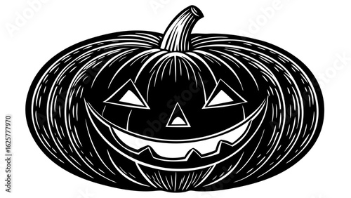 Illustration of a jackolantern with a spooky face isolated on white background