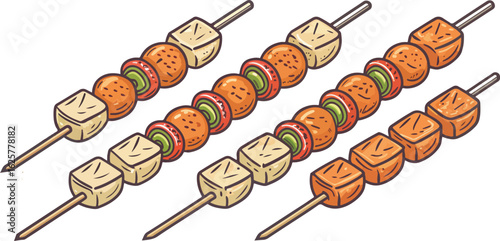 Chicken tikka illustration vector design, Chicken tikka logo and icon design