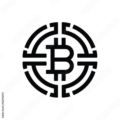 Bitcoin Symbol Black Silhouette Outline, Crypto Currency, Transparent Background