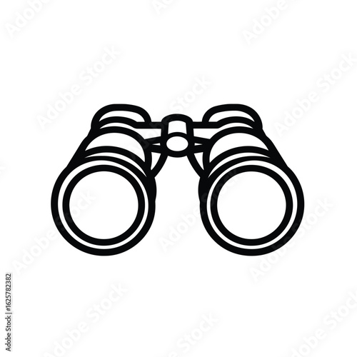 Black and White Binoculars Outline Illustration for Outdoor Exploration and Acuity Needs