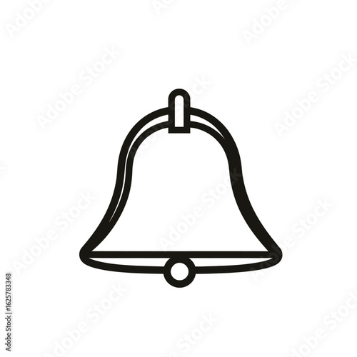 Black and White Line Art Depicting a Bell Icon on a White Background