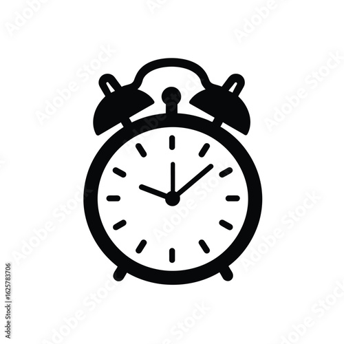Black and White of a Classic Alarm Clock Icon