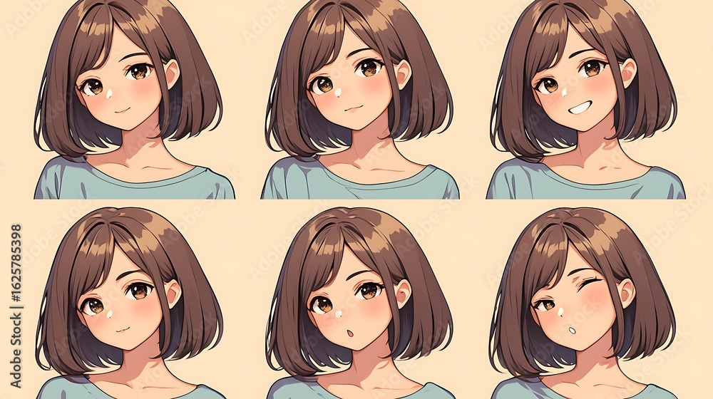 Anime cute girl emoticons - Facial expressions Anime cute girl emoticons - Facial expressions