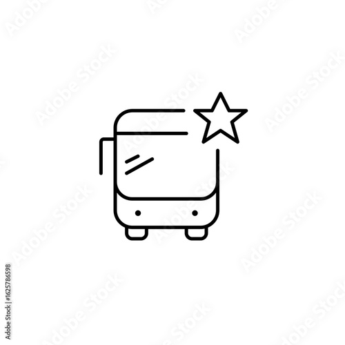 Bus and star. Favorite routes and VIP transportation services. Pixel perfect, editable stroke vector icon