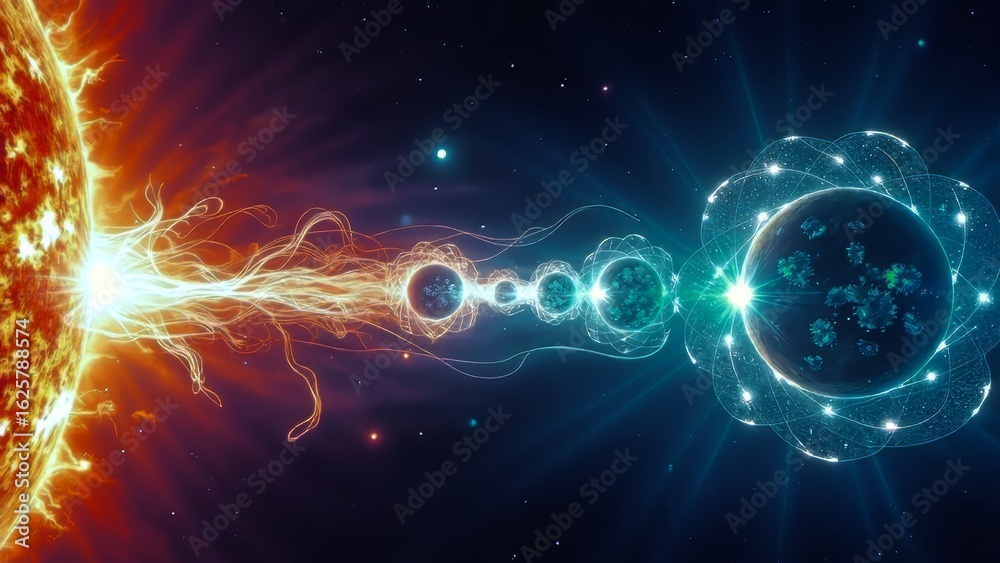 Obraz premium Multi star black hole sci-fi scene