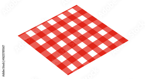 Classic red and white gingham checkered pattern. Vector illustration of a traditional picnic blanket or tablecloth for summer dining.