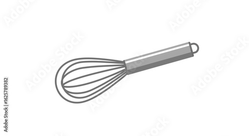 Simple line art illustration of a kitchen wire whisk, an essential tool for baking and cooking.