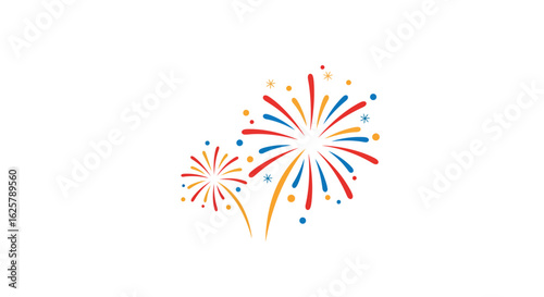 A vibrant firework explosion illustration. This colorful graphic icon symbolizes celebration, joy, and festive events like holidays or parties.