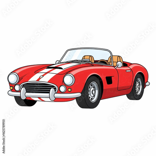 Red Convertible Classic Roadster Front Side View Vector