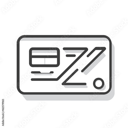 Credit Card Simple Line Icon Payment, White Isolated Transparent Background