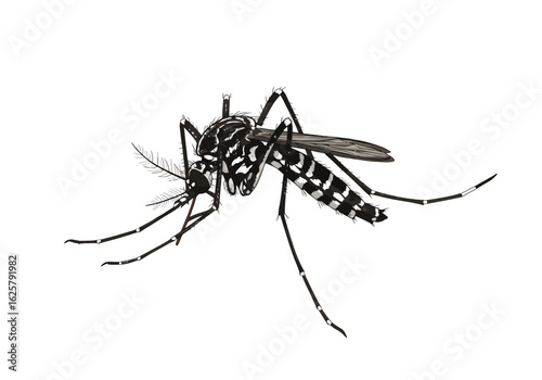 Aedes mosquito illustration showcasing intricate details perfect for educational or scientific projects on disease