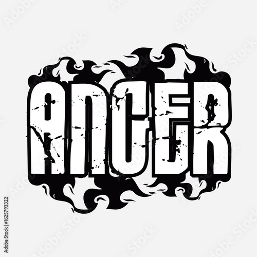 Fiery Ancer Bold Typography with Abstract Flame Background Vector Illustration