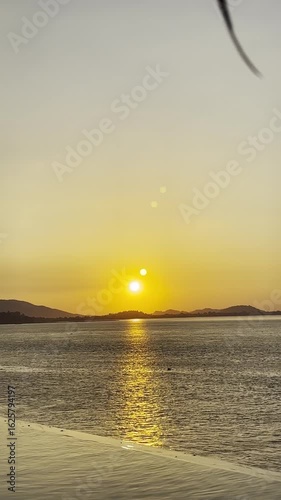 Beautiful evening sunset on the banks of river Brahmaputra