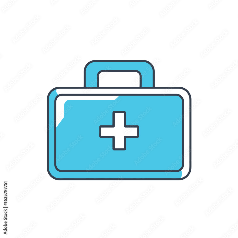 Isolated Blue First Aid Kit with a White Cross and Dark Blue Edges Isolated Blue First Aid Kit with a White Cross and Dark Blue Edges