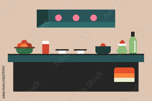 Sleek Kitchen Counter With Fresh Sushi Ingredient