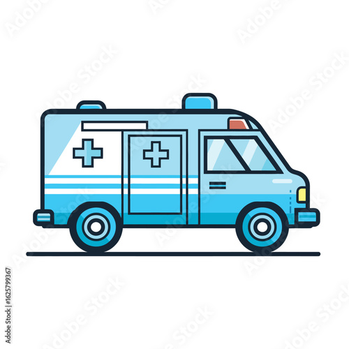 Wallpaper Mural Light Blue Ambulance Car with Distinct Medical Crosses and Outline Torontodigital.ca