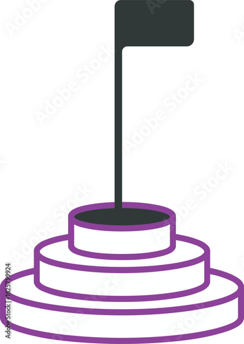 Golf hole flag on tiered platform icon sport