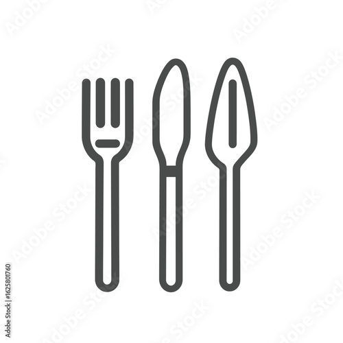 Minimalist Icon of Fork, Knife, and Spoon Restaurant Cutlery Illustration Design