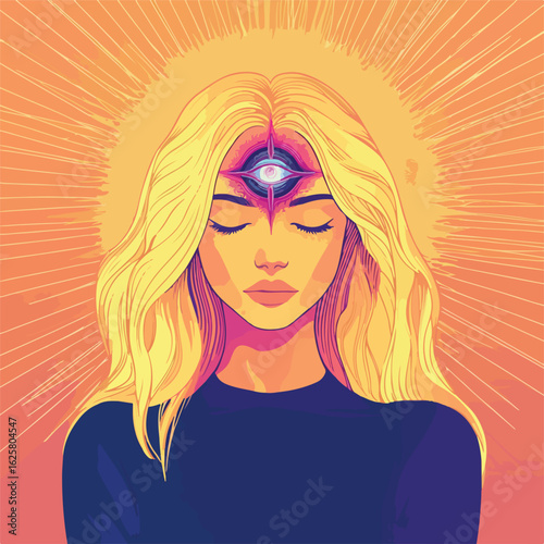 Blonde Woman Opening Third Eye Chakra