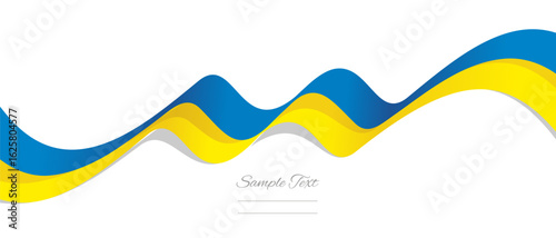 New abstract Ukraine wavy flag ribbon with shadows. Ukrainian flag vector illustration isolated on white background
