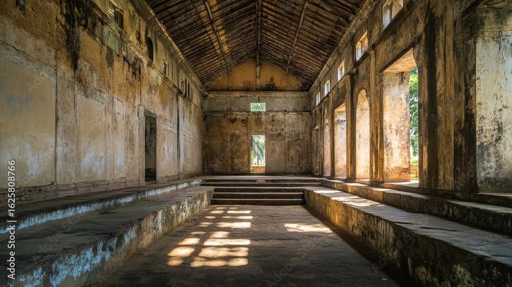 Fototapeta premium An old meeting hall is in Polonnaruwa, Sri Lanka. It's what's left of the kingdom's old capital city. 