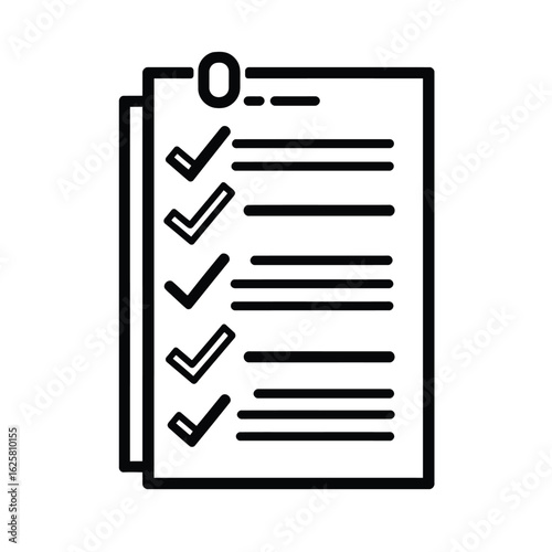 Stack of Papers with Checkmarks Illustration, Task Completion, Productivity, and List Organization Icon