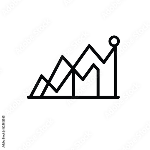 Upward Graph Outline with Transparent Background and Circular Endpoint at Vertex