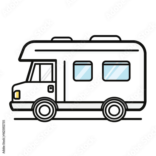 White recreational vehicle camper on transparent background