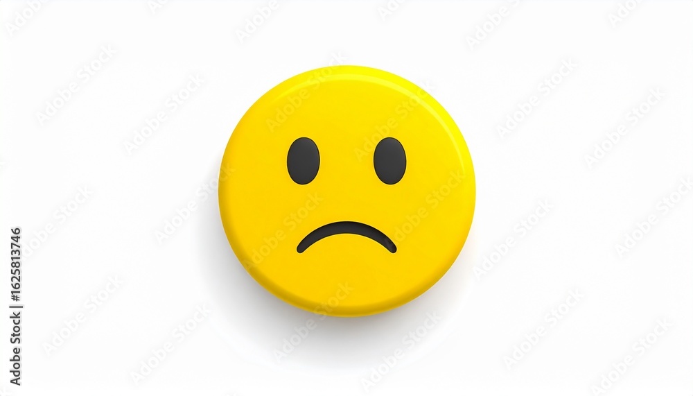 Fototapeta premium A cheerful yellow 3D smiley face emoticon with a happy expression and isolated on a white background