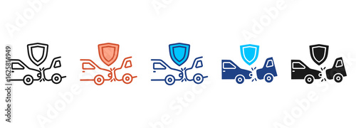 Accident Car Icon Set Multiple Style Collection