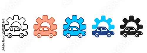 Autonomous Car Icon Set Multiple Style Collection