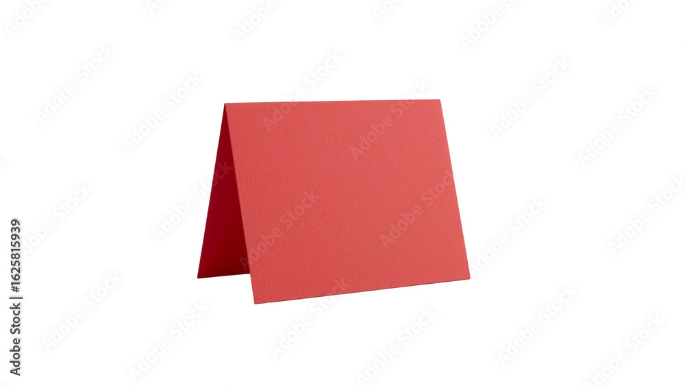 Crimson table tent card for events isolated against a transparent space awaiting custom messages, Crimson table tent card for events isolated against a transparent space awaiting custom messages,
