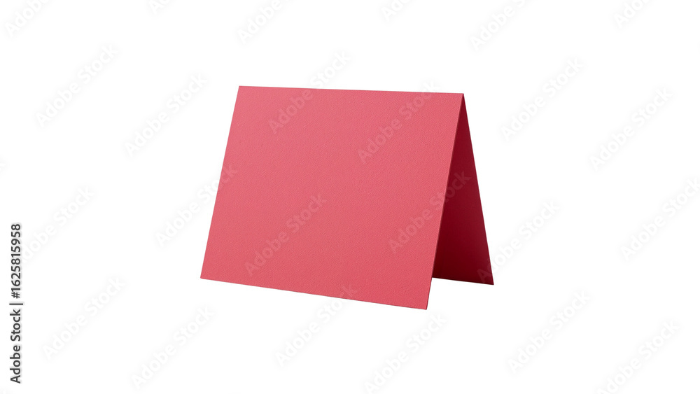Minimalist display, vibrant red folded card on transparent, isolated backdrop with precise paper Minimalist display, vibrant red folded card on transparent, isolated backdrop with precise paper