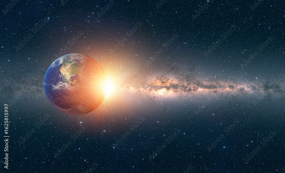 Fototapeta premium Attack of the asteroid (meteor) on the Earth 