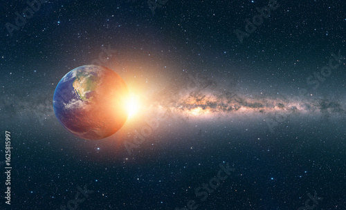 Fototapeta Naklejka Na Ścianę i Meble -  Attack of the asteroid (meteor) on the Earth 