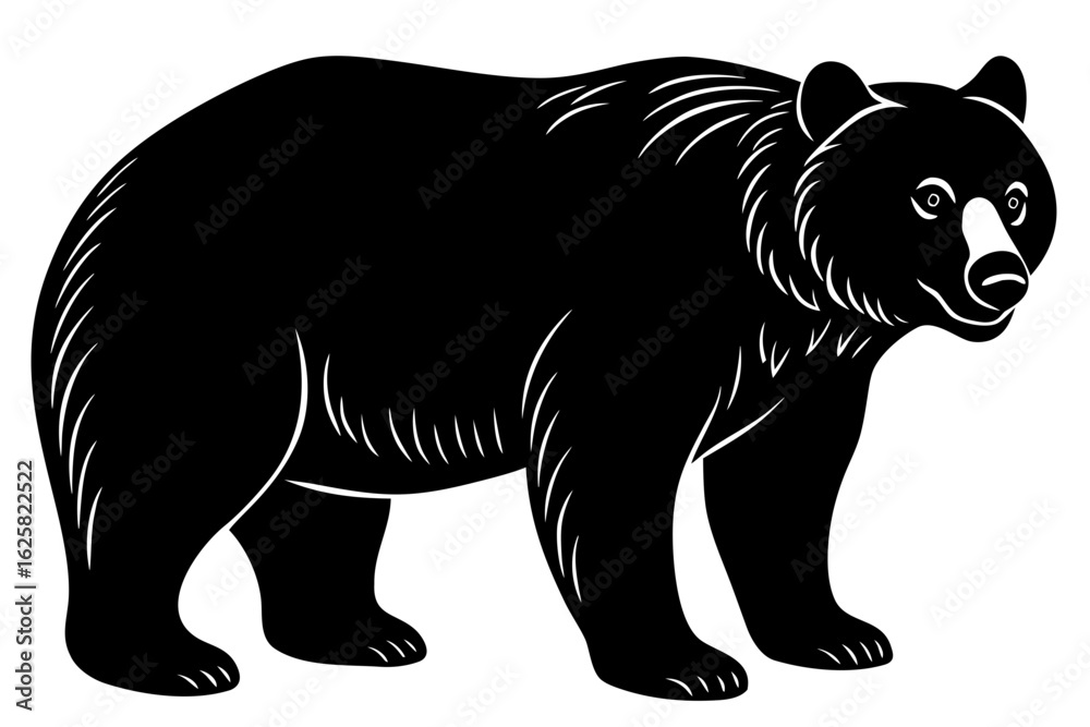 Obraz premium Standing bear mammal wildlife animal predator creature grizzly silhouette vector illustration