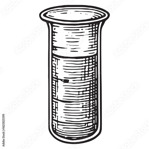 Hand-Drawn Graduated Cylinder Sketch, Black and White Science Art