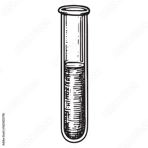 Hand-Drawn Graduated Cylinder Sketch, Black and White Science Art