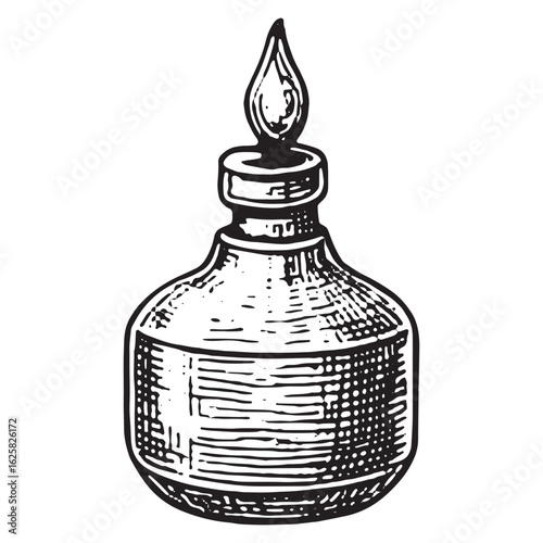 Hand-Drawn Reagent Bottle Sketch, Black and White Science Art