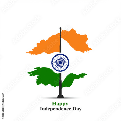 A stylized illustration of the Indian flag superimposed over a map of India, celebrating Independence Day with a patriotic message.