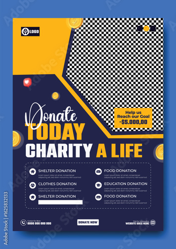 Donate today charity a life social media post template with image placeholder and text
