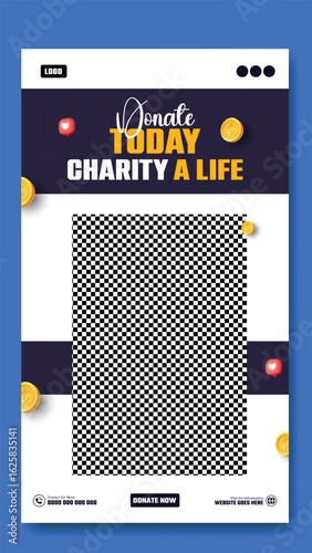 Jungle today charity a life event flyer with qr code and social media icons