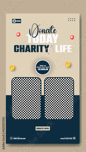 Donate today to help change a life with this charity social media post template